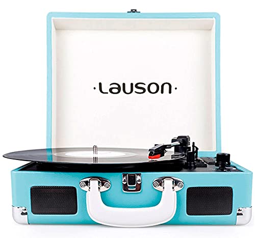 Lauson CL604 Giradischi Vintage Bluetooth | USB Funzione Codifica Registrazione in MP3, Digitalizza Musica del Vinile | Lettore Vinile Portatile 3 Velocità 33 45 78 | Altopartanti Integrati (Azzurro)