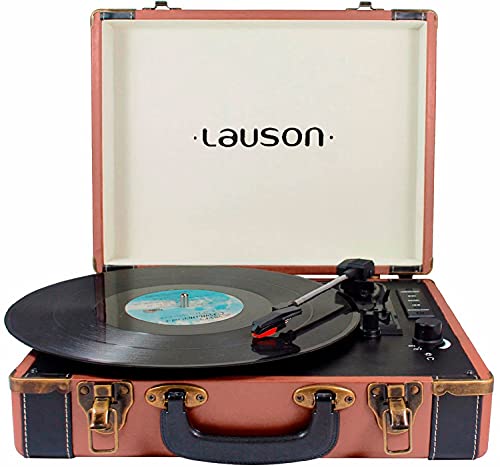 Lauson CL605 Giradischi Vintage Bluetooth | USB Funzione Codifica Registrazione in MP3, Digitalizza Musica del Vinile | Lettore Vinile Portatile 3 Velocità 33 45 78 | Altopartanti Integrati (Marrone)