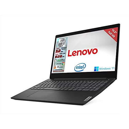 Lenovo, Pc portatile notebook, Display Full HD da 15,6 , cpu Intel i3 10Th, ram 12Gb, ssd + hd 628Gb, windows 11 pro, computer portatile pronto all uso