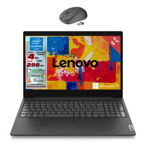 Lenovo, Pc portatile notebook, Display HD da 15,6 , Cpu Intel N4020...