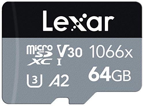 Lexar Professional 1066x Micro SD 64 GB, Scheda microSDXC UHSI Serie SILVER, Adattatore SD Incluso, Lettura Fino a 160MB s, per Action Cam, Drone, Smartphone e Tablet (LMS1066064GBNAAG)