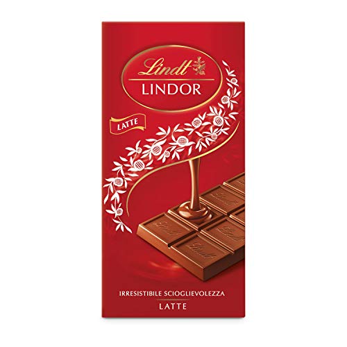 Lindt LINDOR Tavoletta di Cioccolato al Latte con Ripieno, formato 100g