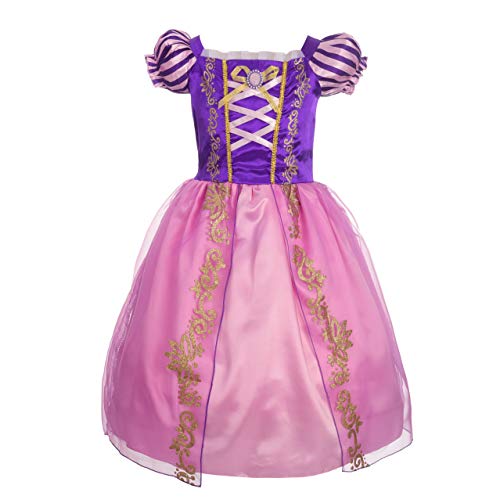 Lito Angels Costume da Principessa Rapunzel per Bambina, Vestito da Festa di Compleanno, Taglia 4 Anni