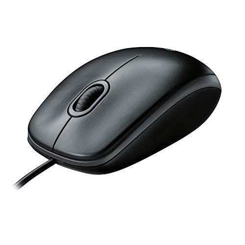 Logitech B100 Mouse USB Cablato, 3 Pulsanti, Rilevamento Ottico, Ambidestro, PC   Mac   ‎Laptop Chromebook - ‎Nero