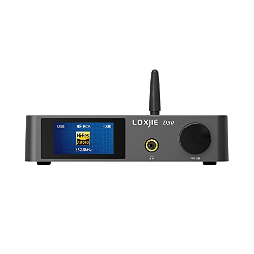 LOXJIE D30 DAC audio e amplificatore per cuffie Chip ES9068AS XMOS PCM 32 bit 768 kHz MQA DSD512 Bluetooth 5.0 APT-X Certificazione JAS ad alta risoluzione, con telecomando