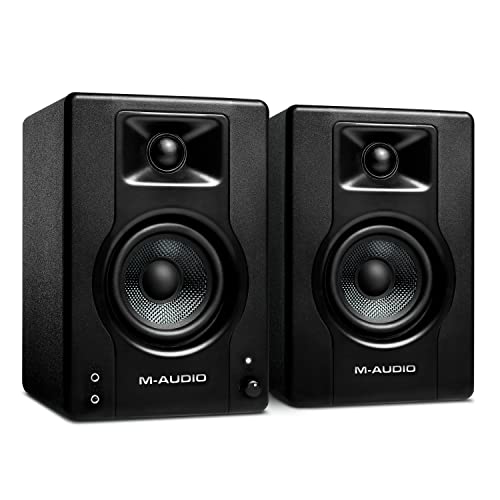 M-Audio BX3 - Casse attive Monitor da Studio per PC Amplificate 120 W 3,5  da Scrivania per gaming, produzione musicale, streaming e podcast (coppia)