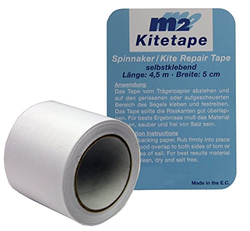 M2 Kitetape – Nastro autoadesivo di riparazione per spinnaker sottile vela tessuto – Nylon 5 cm x 4,5 m – bianco