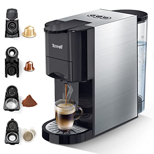 Macchina da caffè 4in1,multicapsulas TICWELL,cafetera capsulas mini macchina da caffè Nespresso volume caffè automaticoserbatoio acqua 0,8 L|1450 W|19 bar|