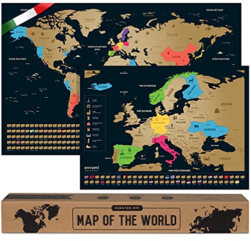 Mappa del Mondo da Grattare - Cartina Mondo - Italiano - Più Mappa...