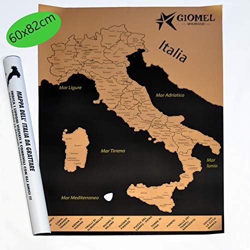 Mappa Italia da Grattare Regalo Viaggiatori e Camperisti Diario di Viaggio Camper Cartina Studenti Scratchable