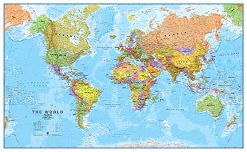Maps International - Mappa del mondo di grandi dimensioni – Poster con mappa del mondo politica - Laminato - 118.9 (l) x 84.1(a) cm