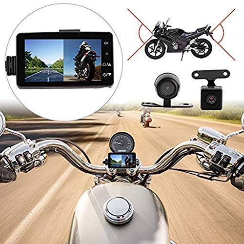 MASO - Telecamera da cruscotto per Moto Anteriore e Posteriore, Impermeabile, Doppio Video HD 1080p con IP68