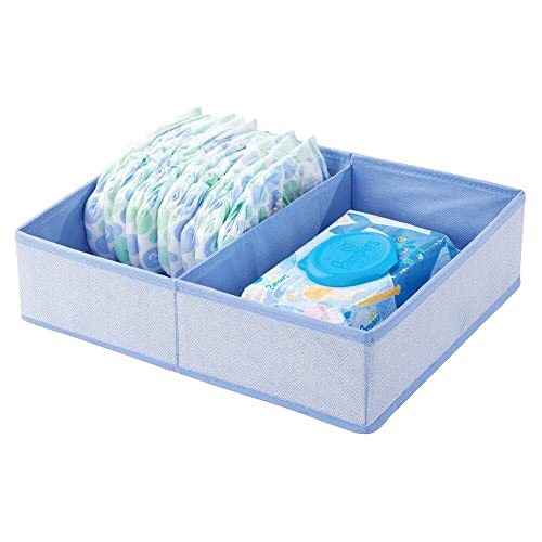 mDesign Organizer per fasciatoio – Grande scatola portaoggetti in tessuto per pannolini, salviette umidificate ecc. – Ideale contenitore giocattoli con 2 scomparti – blu
