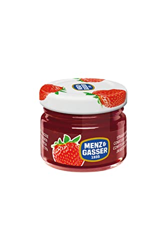 Menz&Gasser Confettura Extra di Fragole Monodose Premium Quality, con Frutta di Alta Qualità, 48 Vasetti x 28 g