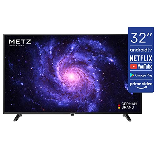 Metz Smart TV, Serie MTC6000, 32  (81 cm), HD LED, Versione 2022, Wi-Fi, Android 9.0, HDMI, ARC, USB, Slot CI+, Dolby Digital, DVB-C T2 S2, HEVC MAIN10, Google Assistant, Nero