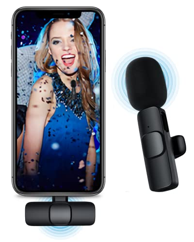 Microfono Lavalier Wireless per iPhone, Ponovo Mini Microfono Wireless per YouTube Facebook Vlog, Mini Microfoni Senza Fili per Registrazione Audio Video