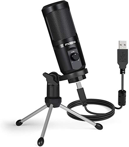 Microfono USB con guadagno microfono, MAONO 192Khz 24Bit Podcast PC Microfono a condensatore per computer per registrazione, gioco, streaming, voce fuori campo, YouTube, Twitch, Skype