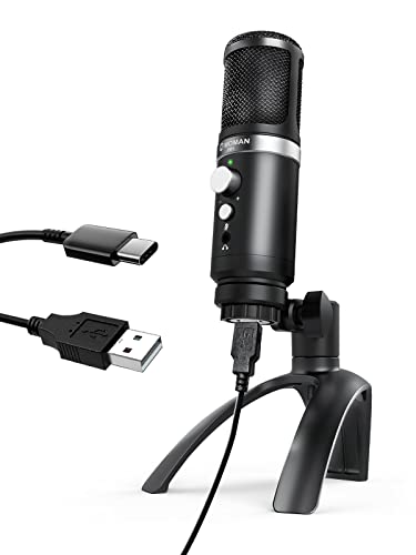 Microfono USB, Moman EM1 Mic USB PC Condensatore Plug & Play con Su...