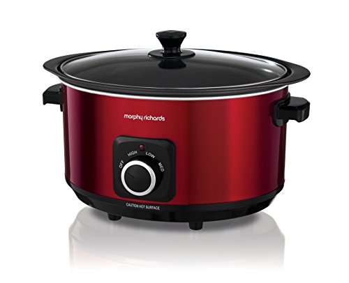 Morphy Richards - Slow cooker, in alluminio, per sbollentare e stufare, 6,5 litri, 461011, colore: rosso