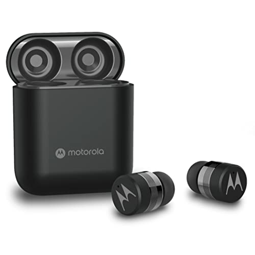 Motorola Sound Moto Buds 120 - Mini cuffie Bluetooth - scatola di ricarica portatile e microfono incorporato - 17 ore - impermeabile IPX6 - controllo touch - compatibile con Siri e Google - Nero