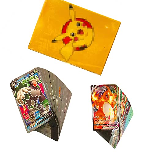MRZJFA Carte Pokémon set di 100 V MAX Carte da Collezione Per Pokemon, Flash Trading Puzzle Gioco di Carte Divertenti Regali di Compleanno Per Ragazzi e Ragazze (50V + 50VMAX) Versione Inglese