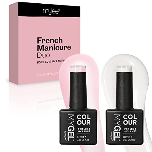 MYGEL by Mylee French Manicure Duo Gel Polish 2x10 ml UV LED, Soak Off Nail Art Manicure Pedicure per uso professionale, salone e domestico, lunga durata e facile da applicare