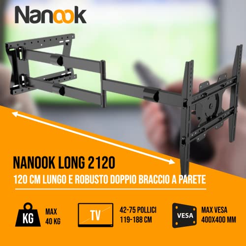 Nanook 2120 Supporto da Parete per TV a Braccio Lungo per TV da 42-...