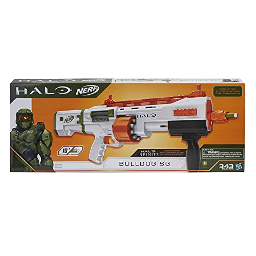 Nerf - Fucile Halo Bulldog SG Dart Blaster, fucile a pompa, con tam...