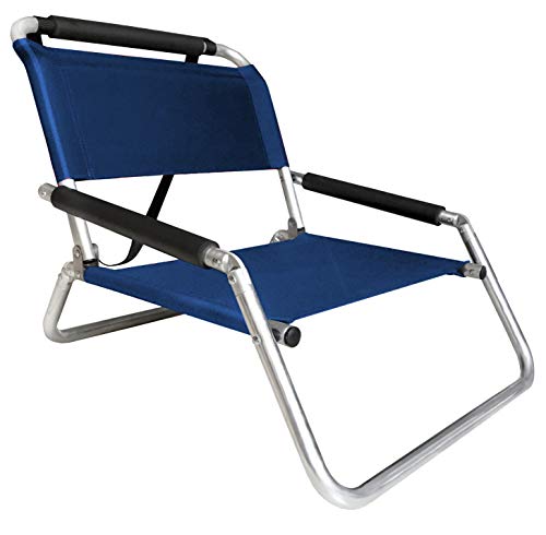 Neso - Set di 2 sedie da spiaggia leggere resistenti all acqua con tracolla e tasca antiscivolo, pieghevoli sottili (colore) (blu marino)