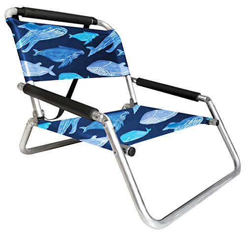 Neso - Set di 2 sedie da spiaggia leggere resistenti all acqua con tracolla e tasca antiscivolo, si piegano sottili (colore salvate le balene)