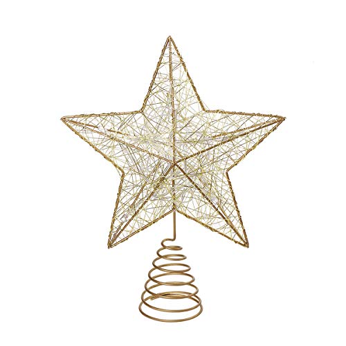 NICEXMAS Albero di Natale Topper LED Star Batteria Operated Treetop Decorazione (Oro)