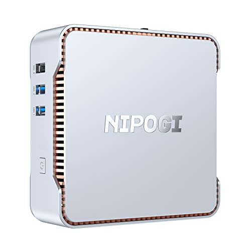 NiPoGi Mini PC Windows 11 Pro, 12GB RAM 128GB M.2 SSD Intel Celeron J4125 Micro Desktop Computer, 2*HDMI + 1*VGA Triplo Display, Dual Band WiFi, Bluetooth 4.2, Home Ufficio Business PC 4K UHD@60 Hz