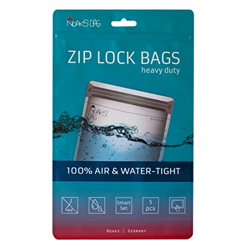 Noaks Bags - Set di buste, 5 pezzi, 1 x S   2 S   2 M, con chiusura a zip, 100% impermeabili, anti-odore e sicure