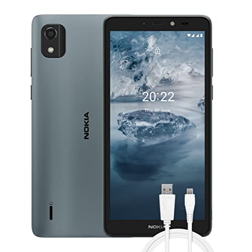 Nokia C2 2nd Edition Smartphone 4G 32GB, 2GB RAM, Display 5.7 , Android 11, Camera 5 Mp, Batteria 2400 mAh, Dual Sim, Blue ghiaccio, versione con cavo Micro-USB aggiuntivo (1mt)