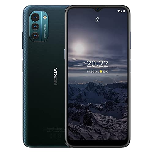 Nokia G21 - Smartphone 4G Dual Sim, 90Hz HD+, Android 11, Tripla camera da 50 Megapixel, 4 GB RAM 128 GB ROM, Batteria 5050 mAh, Ricarica rapida da 18W, Blu (Nordic Blue), Display 6.5 