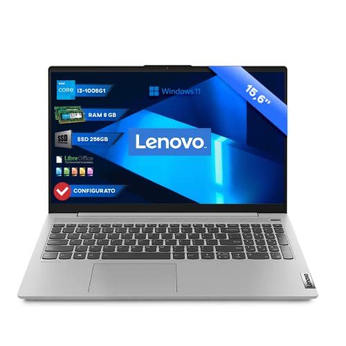 Notebook Lenovo i3 Pc portatile cpu i3 1005G1 , Display 15.6” FHD Ram 8Gb Ddr4 SSd 250 Gb NVMe,Hdmi,Wi fi,Bluetooth,Windows 11 professional