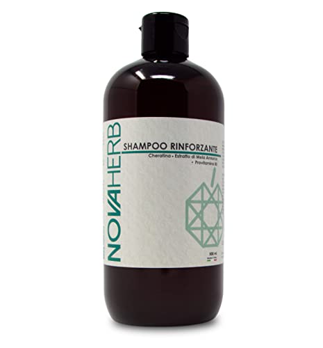 NovaHerb Shampoo Rinforzante con Cheratina Biotina 500 ml Anticaduta effetto forte | Stimolante crescita professionale contro caduta | Protegge capelli uomo e donna