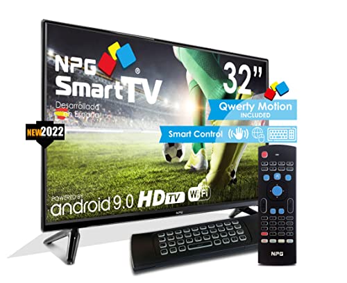NPG 430L32HQ 2022, Smart TV HD 32 , telecomando esclusivo QWERTY  Motion, Android 9.0, Bluetooth, Quad Core, WiFi, DVB-T2 C, PVR, Screen Mirroning, Smart TV multilingue
