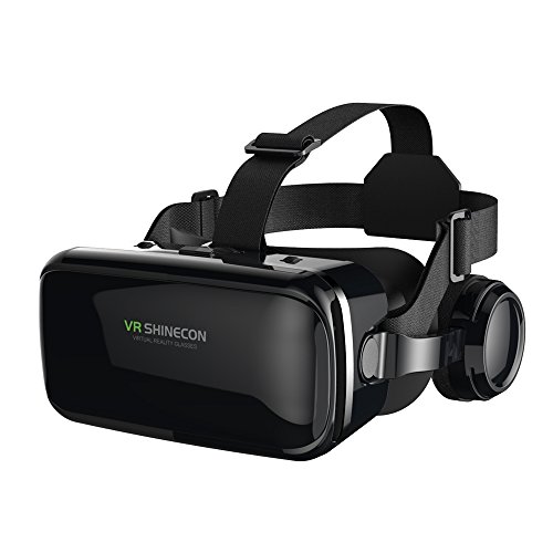 Occhiali VR 3D Visore Realtà Virtuale Occhiali Headset Virtual Reality 3D Film Glasses per iPhone Android Smartphones (Occhiali VR con Cuffie)