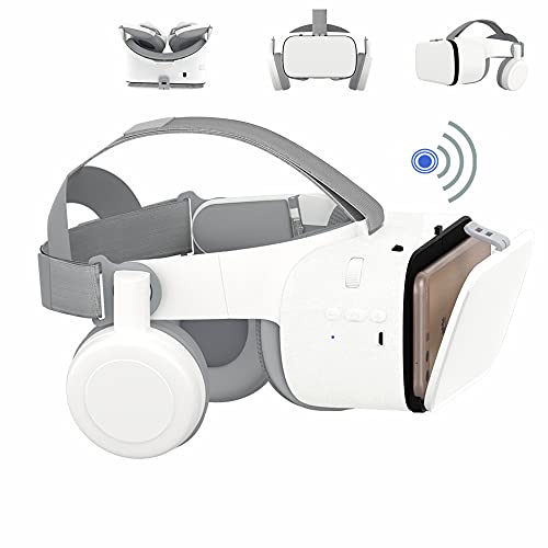 Occhiali VR Bluetooth Cuffie VR per iPhone   telefono Samsung Occhiali 3D per realtà virtuale con telecomando wireless, Occhiali VR per film e giochi compatibili per telefoni Android   iOS (Bianco)