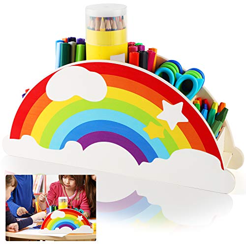 Organizer da scrivania per bambini, portapenne con motivo arcobaleno, portapenne, organizer da tavolo per materiale da ufficio, scuola