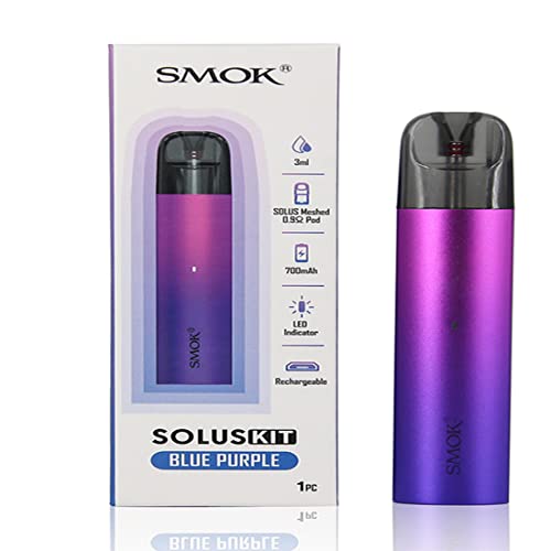 Original SMOK Solus Pods System Kit Electronic E Cigarette Vape with 700mAh Battery Solus Cartridges Coils (Blue Purple)