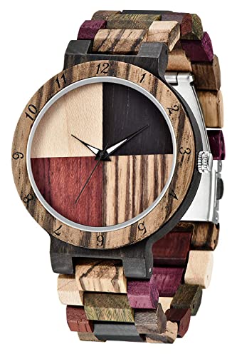 Orologio realizzato in autentico legno di sandalo | Esclusiva confezione regalo in legno | Prodotto naturale | Orologio da polso di legno da uomo