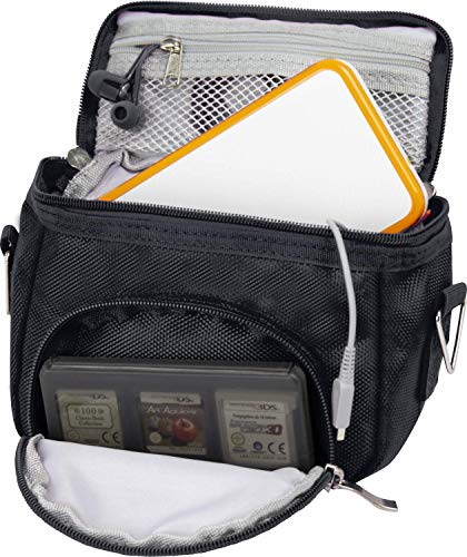 Orzly Travel Bag for Nintendo DS Consoles (VERSIONE: DS   2DS XL   3DS   3DS XL   DS Lite   DSi   New 3DS   New 3DS XL   ecc.) - Sacco per Consola e Giochi e Accessarios - Questo Pachetto include: tracolla regolabile e maniglia per il trasporto + fissaggio per una cintura - NERO