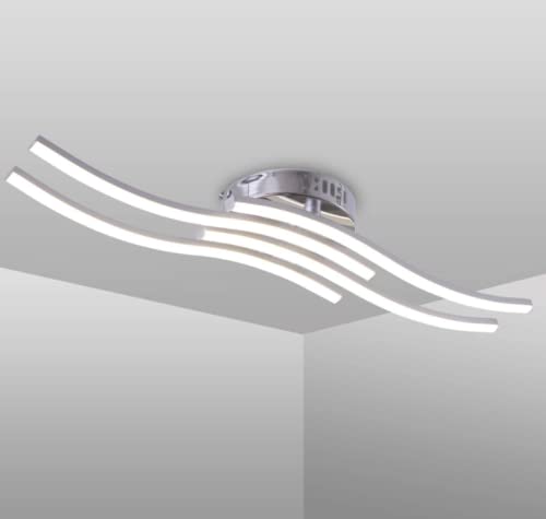 Osairous Plafoniera LED, Lampada da soffitto in metallo, 24W 4000K Lampada moderna a forma di onda per Casa Soggiorno Bagno Cucina Camera da letto 220V