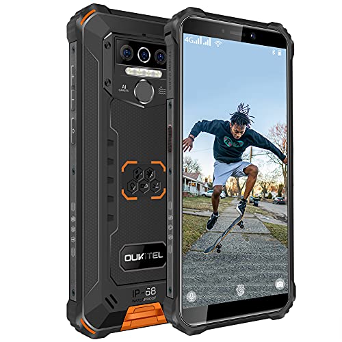 OUKITEL WP5pro-4G Smartphone outdoor senza contratto, 5,5 pollici 8000 mAh batteria MTK6762 4 GB + 64 GB, IP68 robusto cellulare, Android 10.0, fotocamera tripla, riconoscimento facciale