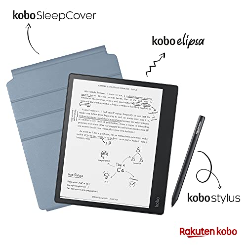 Pacchetto Kobo Elipsa eReader. Touchscreen antiriflesso da 10,3  . Il pacchetto include Kobo Elipsa, 1 Kobo Stylus e 1 SleepCover