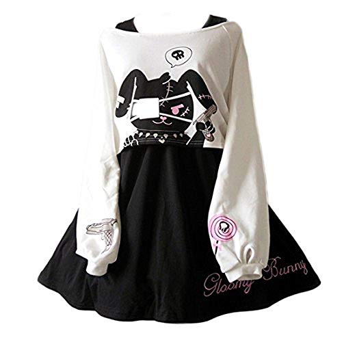 Packitcute - Vestito da donna per ragazzi con stampa a forma di coniglio, in cotone, per primavera e autunno. Come nell immagine. S