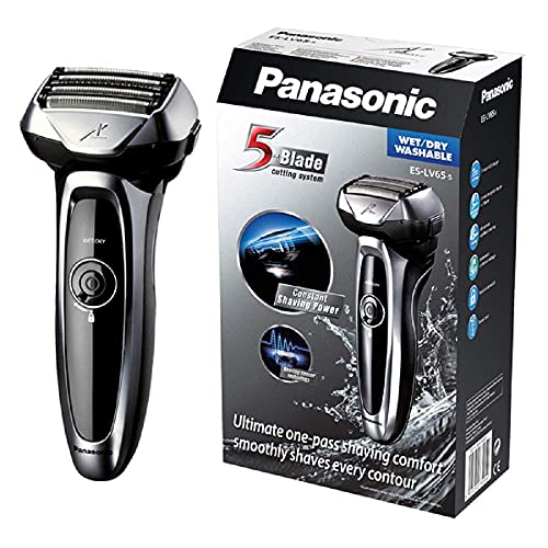 Panasonic ES-LV65-S803 Rasoio Elettrico da Barba Wet&Dry, Senza Fili, Ricaricabile, Testina Flex, 5 Lame a 30°, Argento Nero