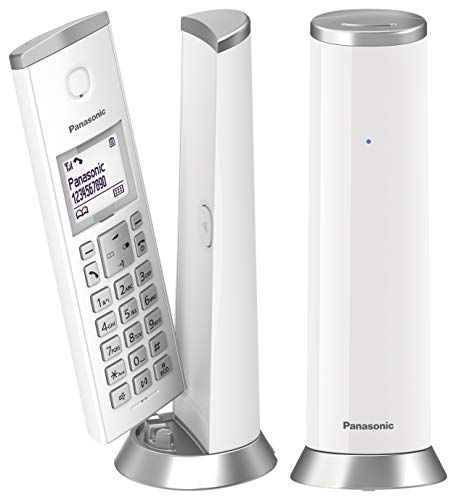 Panasonic KX-TGK212JTW Telefono Cordless DECT con LCD 1.5 , Retroilluminazione Bianca, Suoneria Polifonica, Blocco Chiamate Indesiderate, Modalità Eco e Eco Plus, Bianco